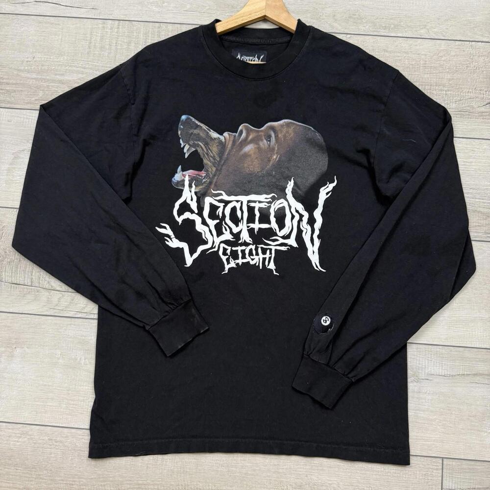 Section 8 Long Sleeve T-shirt Men’s M Dog Graphic Goth Made In USA Streetwear